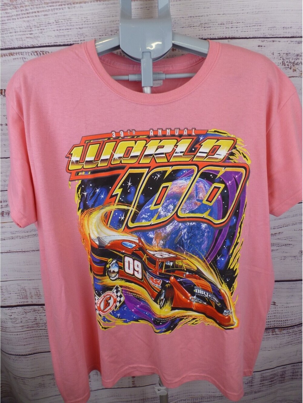 39th Annual World 100 Eldora Speedway Dirt Late Model Racing Pink T-Shirt - G3A
